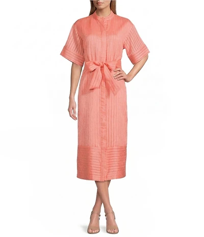 Preston & York Renee Mandarin Collar Neckline Short Sleeve Dress