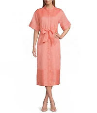 Preston & York Renee Mandarin Collar Neckline Short Sleeve Dress