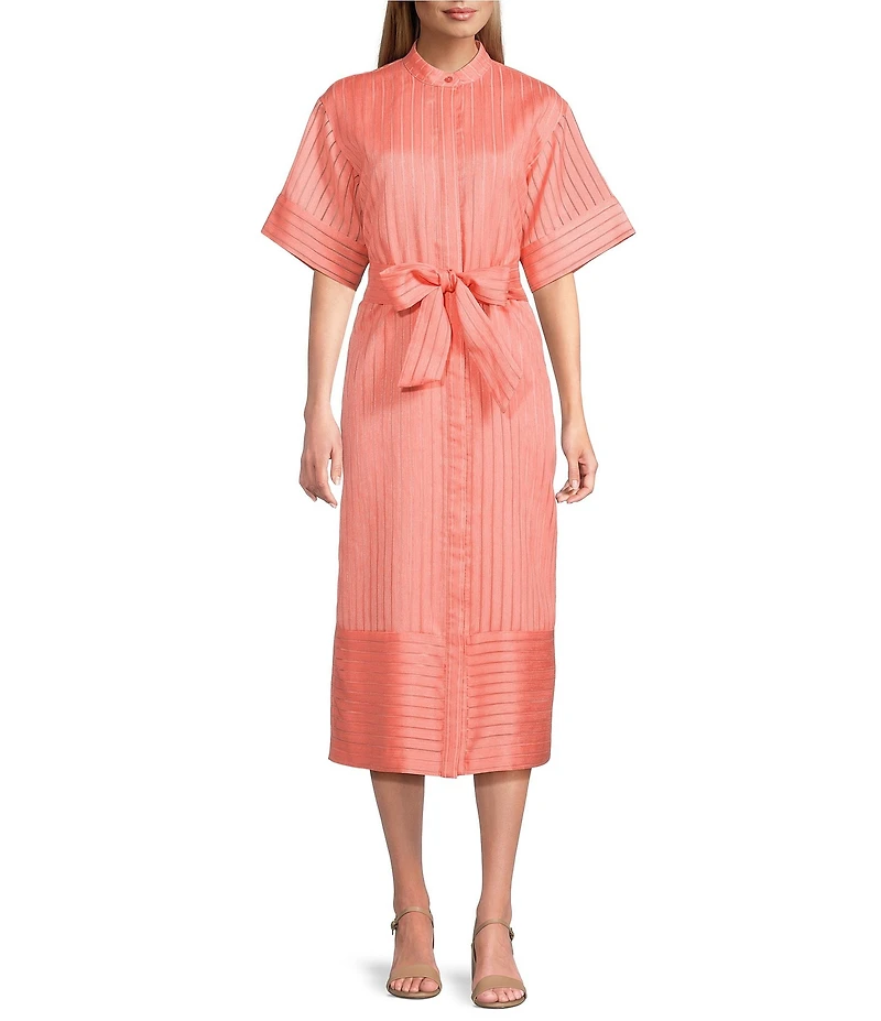 Preston & York Renee Mandarin Collar Neckline Short Sleeve Dress