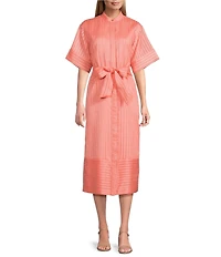 Preston & York Renee Mandarin Collar Neckline Short Sleeve Dress