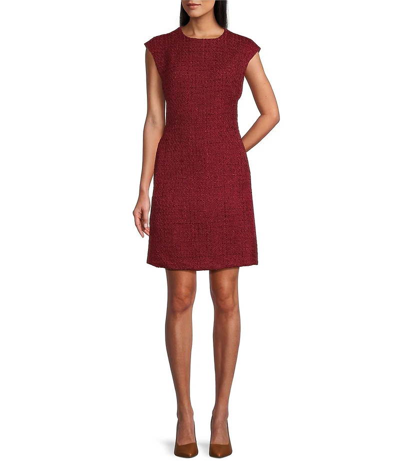 Preston & York Coordinating Roselyn Tweed Shift Crew Neckline Dress