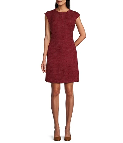 Preston & York Coordinating Roselyn Tweed Shift Crew Neckline Dress