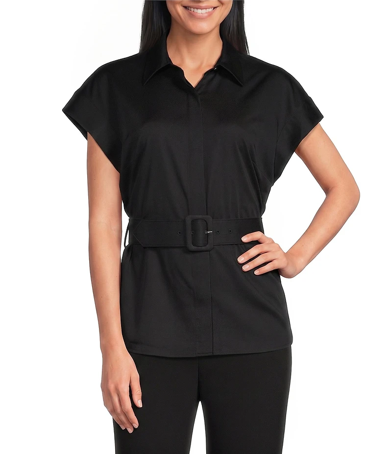 Preston & York Sasha Collar Neckline Short Sleeve Blouse