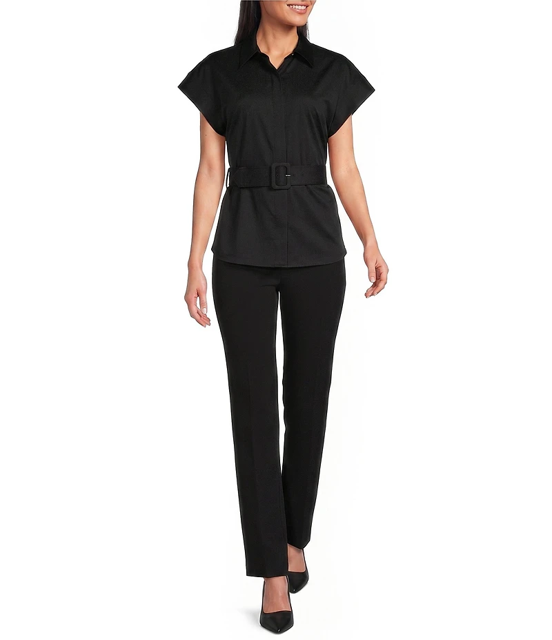Preston & York Sasha Collar Neckline Short Sleeve Blouse