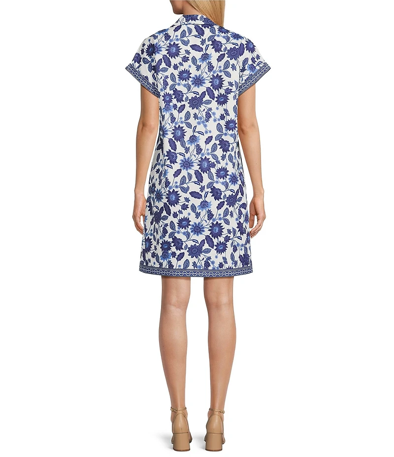 Preston & York Floral Sheath Collar Short Sleeve Carson Dress