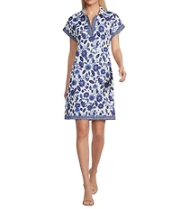 Preston & York Floral Sheath Collar Short Sleeve Carson Dress