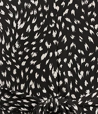 Preston & York Sydney Antelope Print Knit V-Neck Short Sleeve Tie Waist Faux Wrap Midi Dress