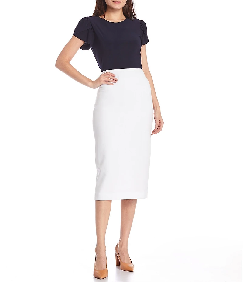 Preston & York Taylor Stretch Crepe Suiting Midi Pencil Skirt