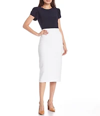 Preston & York Taylor Stretch Crepe Suiting Midi Pencil Skirt