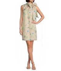 Preston & York Teegan Mock Neck Sleeveless Printed Organza Dress