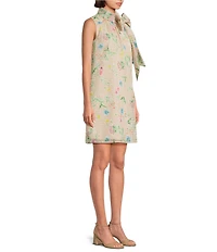 Preston & York Teegan Mock Neck Sleeveless Printed Organza Dress