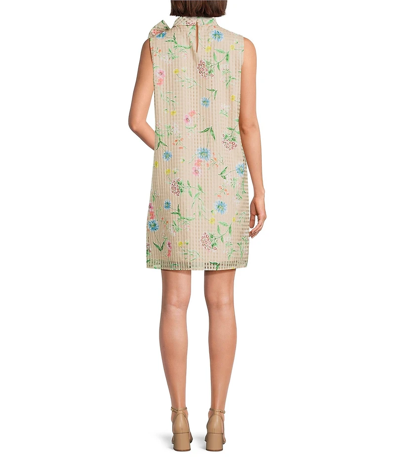 Preston & York Teegan Mock Neck Sleeveless Printed Organza Dress