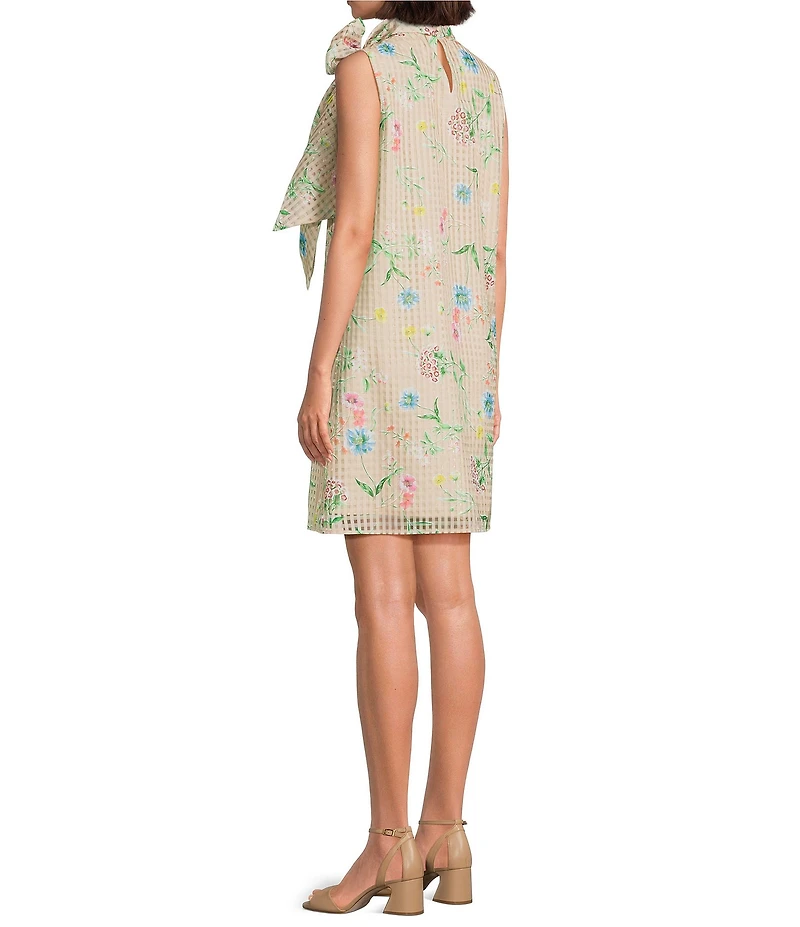 Preston & York Teegan Mock Neck Sleeveless Printed Organza Dress