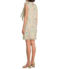 Preston & York Teegan Mock Neck Sleeveless Printed Organza Dress