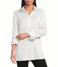 Preston & York Thea Stretch Taffeta Collar Neckline Long Sleeve Blouse