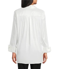 Preston & York Thea Stretch Taffeta Collar Neckline Long Sleeve Blouse