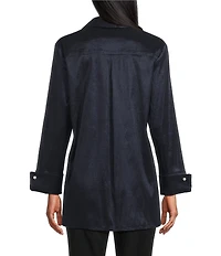 Preston & York Thea Stretch Taffeta Collar Neckline Long Sleeve Blouse