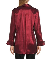 Preston & York Thea Stretch Taffeta Collar Neckline Long Sleeve Blouse