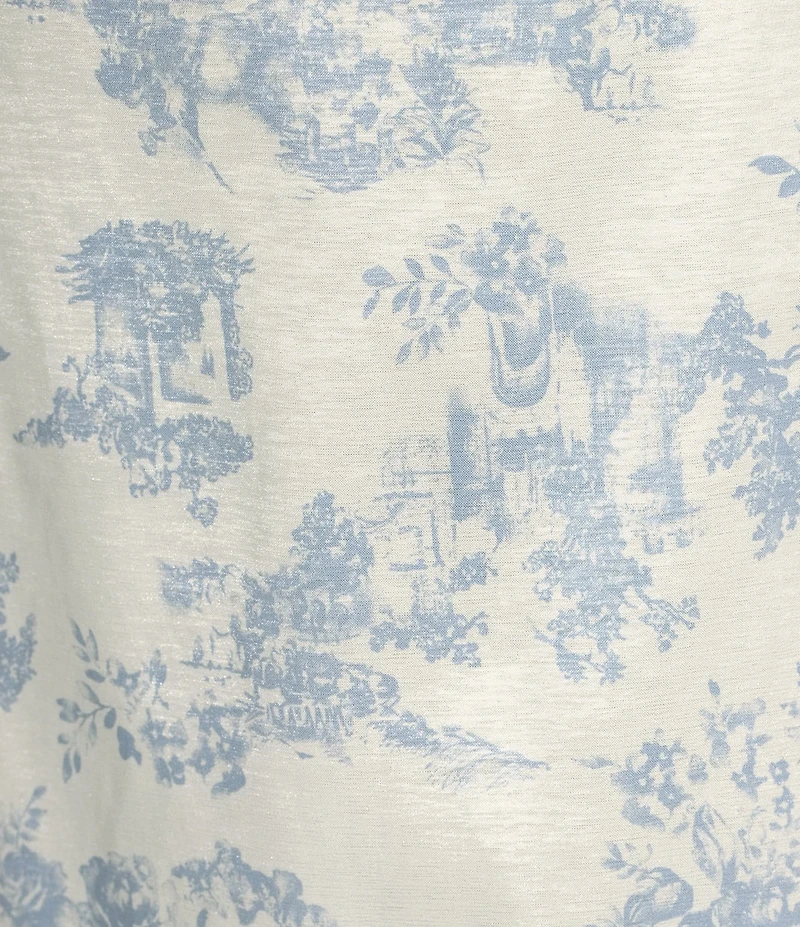 Preston & York Thea Printed Taffeta 3/4 Sleeve Point Collar Dress