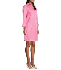 Preston & York Thea Taffeta 3/4 Sleeve Point Collar Dress