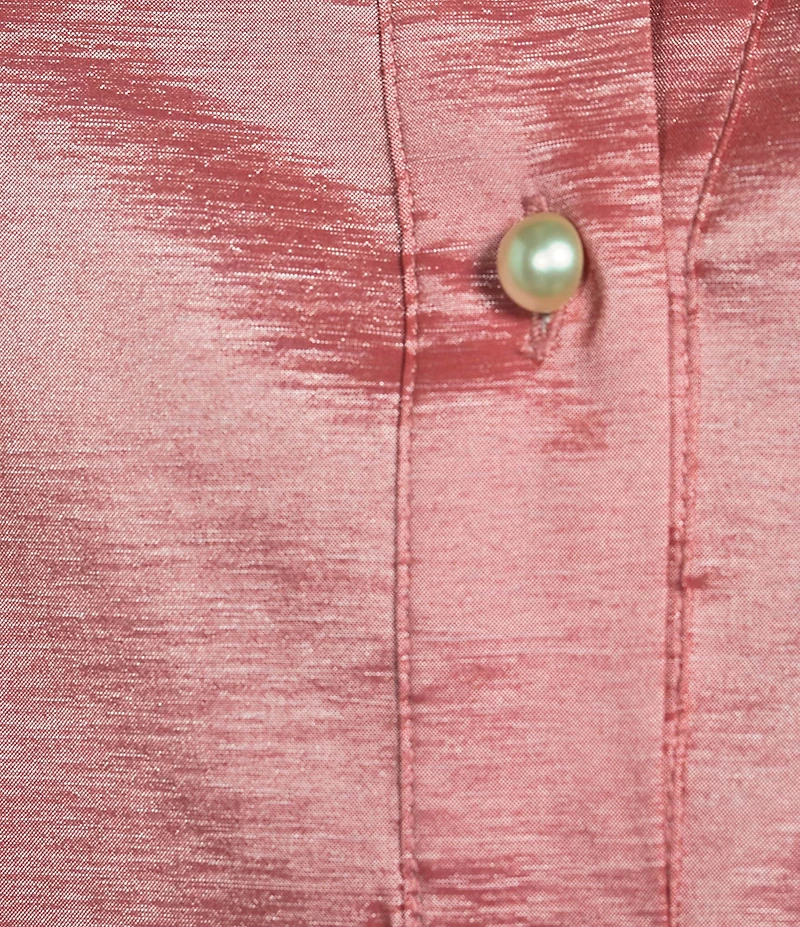Preston & York Thea Taffeta Cuffed Long Sleeve Point Collar Button Front Blouse