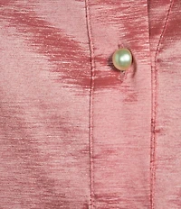 Preston & York Thea Taffeta Cuffed Long Sleeve Point Collar Button Front Blouse