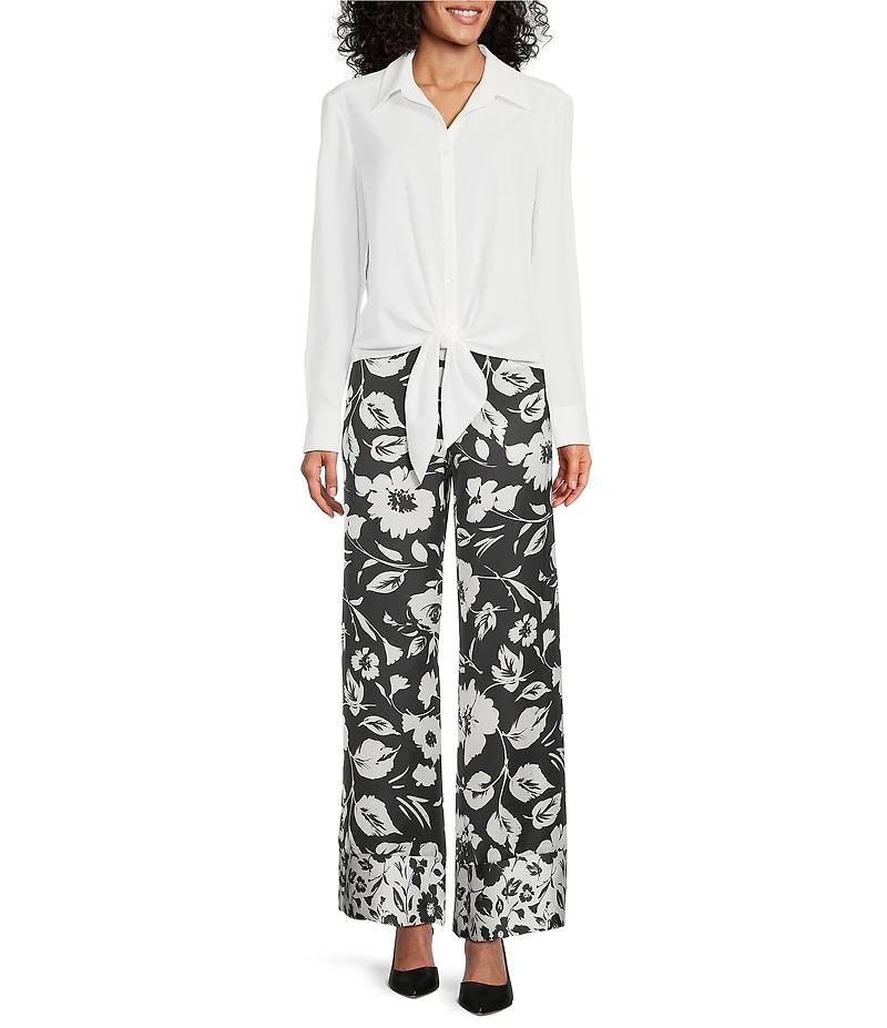 Preston & York Trudie Printed Satin Wide Leg Pants
