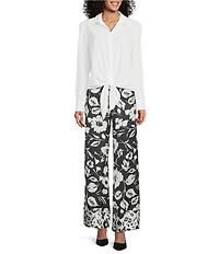 Preston & York Trudie Printed Satin Wide Leg Pants