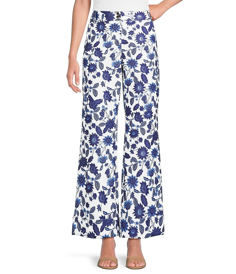 Preston & York Turner Stretch Twill Floral Straight Leg Ankle Coordinating Pants