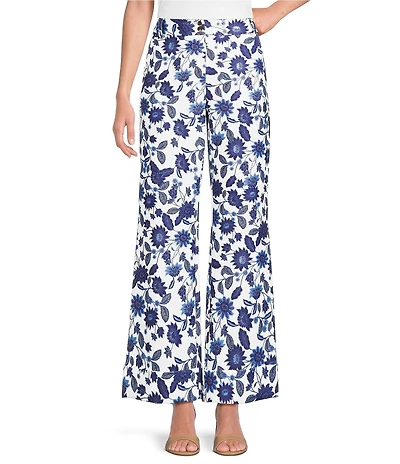 Preston & York Turner Stretch Twill Floral Straight Leg Ankle Coordinating Pants