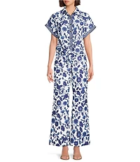 Preston & York Turner Stretch Twill Floral Straight Leg Ankle Coordinating Pants