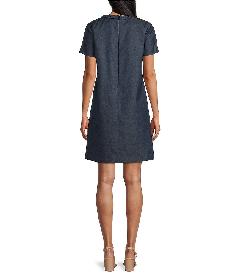 Preston & York Vivian Faux Denim Round Neck Short Sleeve Dress