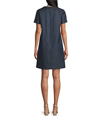 Preston & York Vivian Faux Denim Round Neck Short Sleeve Dress