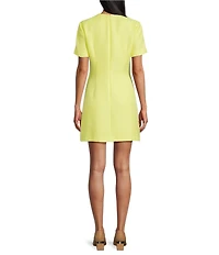 Preston & York Vivianna Round Neck Short Sleeve Tweed Dress