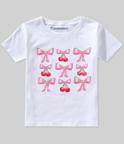 Prince Peter Big Girls Cherry Bow Short Sleeve Graphic T-Shirt