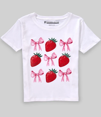 Prince Peter Big Girls Stawberry Bow Short Sleeve T-Shirt
