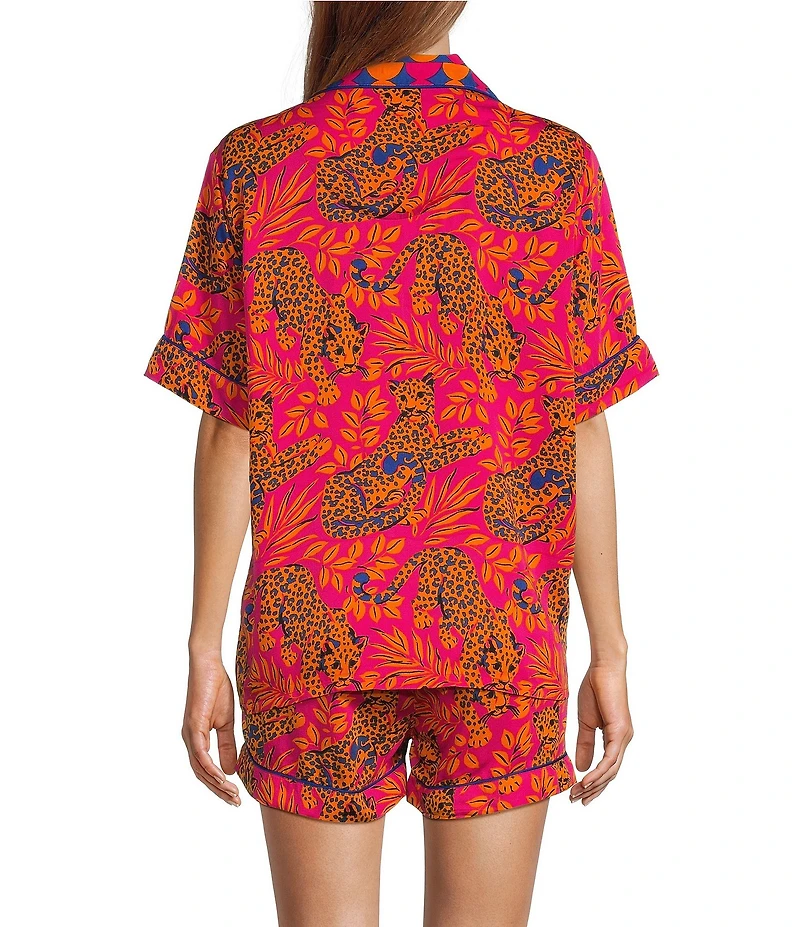 Printfresh Bagheera Satin Thermoregulating Short Sleeve Notch Collar Shorty Pajama Set