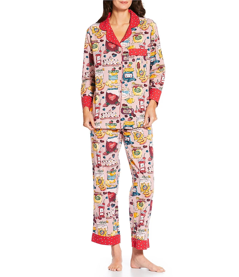Printfresh Berry Bliss Long Sleeve Notch Collar Long Flannel Pajama Set