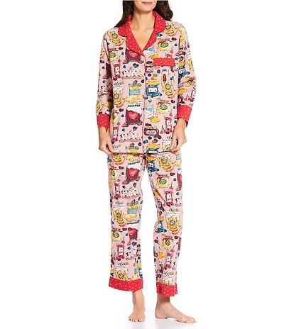 Printfresh Berry Bliss Long Sleeve Notch Collar Long Flannel Pajama Set