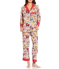 Printfresh Berry Bliss Long Sleeve Notch Collar Long Flannel Pajama Set