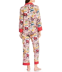 Printfresh Berry Bliss Long Sleeve Notch Collar Long Flannel Pajama Set
