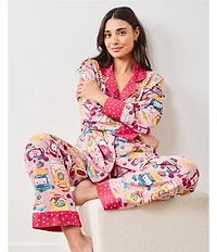 Printfresh Berry Bliss Long Sleeve Notch Collar Long Flannel Pajama Set