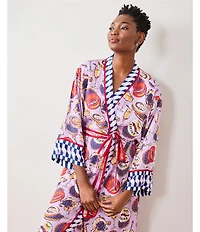 Printfresh Champagne & Caviar Woven Thermoregulating Sateen Long Sleeve Coordinating Long Robe
