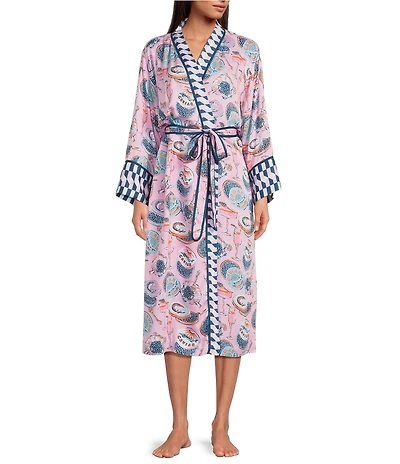 Printfresh Champagne & Caviar Woven Thermoregulating Sateen Long Sleeve Coordinating Long Robe