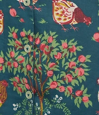 Printfresh Hen House Woven Sateen Thermoregulating Short Sleeve Notch Collar Long Pajama Set