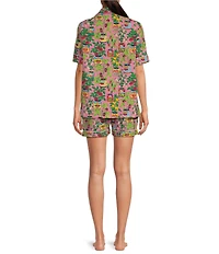 Printfresh Kitchen Garden Organic Cotton Short Sleeve Notch Collar Woven Shorty Pajama Set