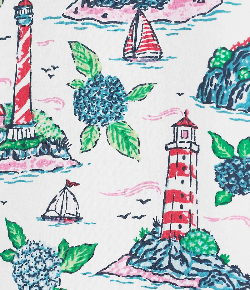 Printfresh Lighthouse Keeper Print Organic Cotton Short Sleeve Notch Collar Woven Shorty Pajama Set
