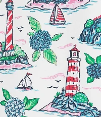 Printfresh Lighthouse Keeper Print Organic Cotton Short Sleeve Notch Collar Woven Shorty Pajama Set