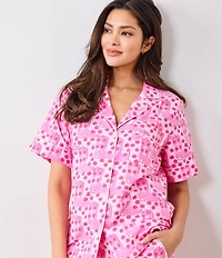Printfresh Rhinestone Cowgirl Western Organic Cotton Short Sleeve Notch Collar Woven Shorty Pajama Set
