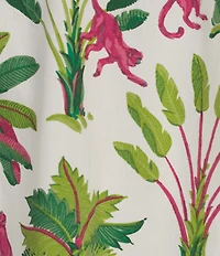 Printfresh Royal Palms Organic Cotton Tropical Print 3/4 Sleeve Notch Collar Button Front Woven Nightshirt